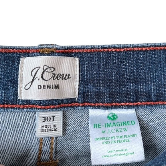 J. Crew Vintage Straight Button Fly Dark Wash Raw Hem Ankle Jeans Size 30 TALL - Picture 5 of 9
